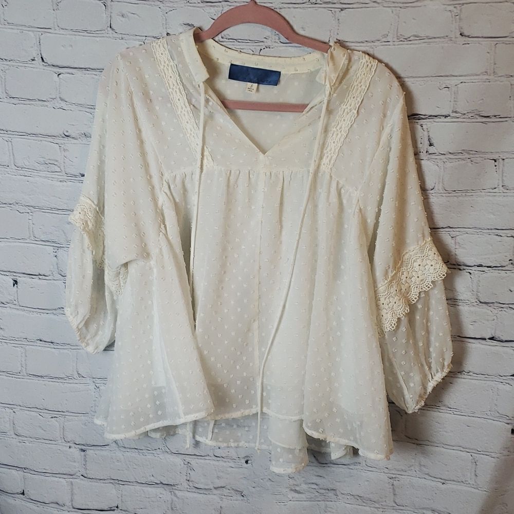 Francesca's Blue Rain White Blouse